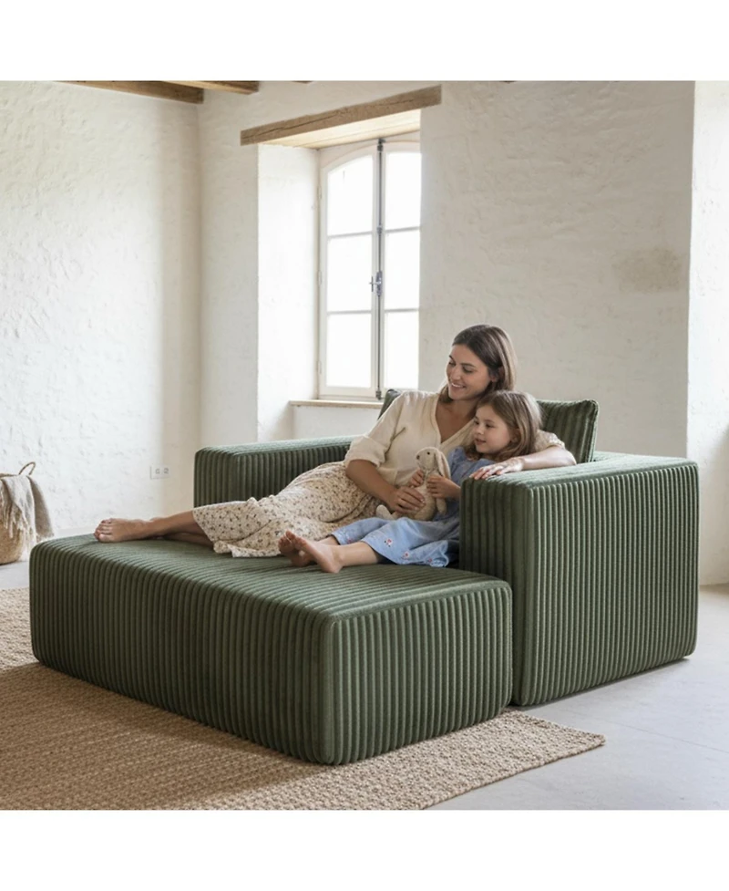 Streamdale Furniture Streamdale Modern 3-Seat Modular Chenille Sectional with Low-Profile Design