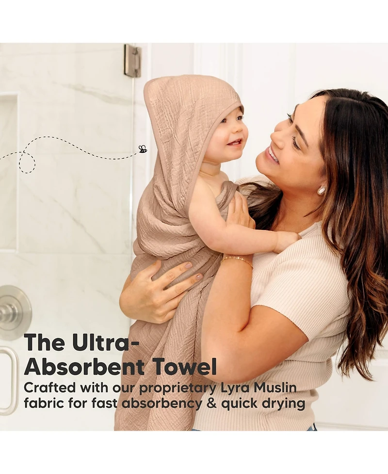KeaBabies 2pk Lyra Muslin Baby Towels with Hoods for Girl, Boy, Soft, Absorbent, Cotton Hooded Bath