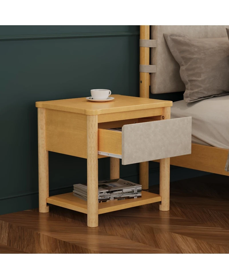 Streamdale Furniture Streamdale Wood Nightstand, Modern Bedside Table with Drawer (Set of 2