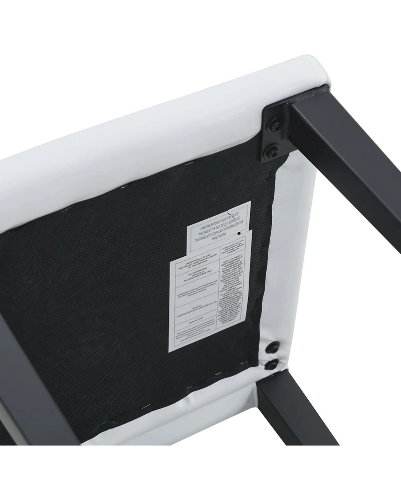 Streamdale Furniture Set of 2 White Pu Dining Chairs with Black Metal Legs