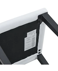 Streamdale Furniture Set of 2 White Pu Dining Chairs with Black Metal Legs