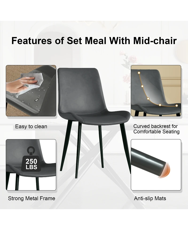 Streamdale Furniture 35" Round Black Glass Mid-Century Modern Dining Table