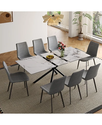 Streamdale Furniture 35" Round Black Glass Mid-Century Modern Dining Table