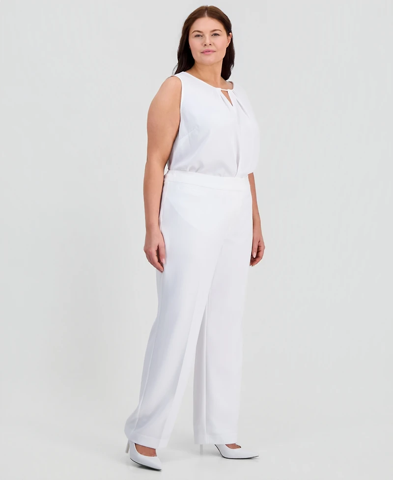 Kasper Plus High-Rise Straight-Leg Pants