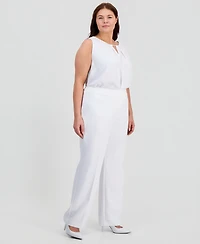 Kasper Plus High-Rise Straight-Leg Pants
