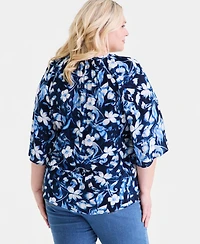 Style & Co Plus Printed Flutter-Sleeve Top, Macy's Exclusive