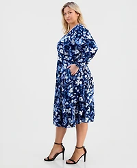 Style & Co Plus Printed V-Neck Waist-Trim Dress, Macy's Exclusive