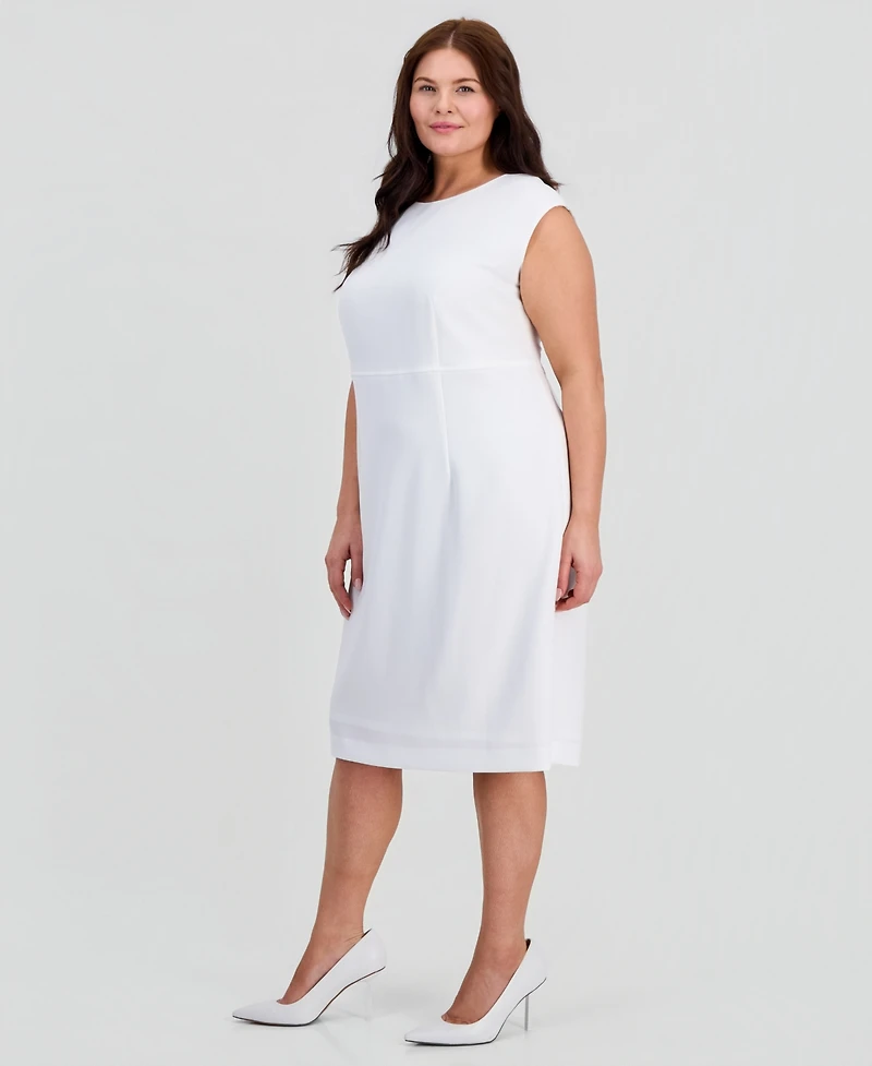 Kasper Plus Stretch-Crepe Cap-Sleeve Sheath Dress