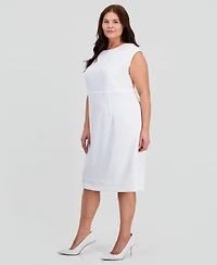 Kasper Plus Stretch-Crepe Cap-Sleeve Sheath Dress