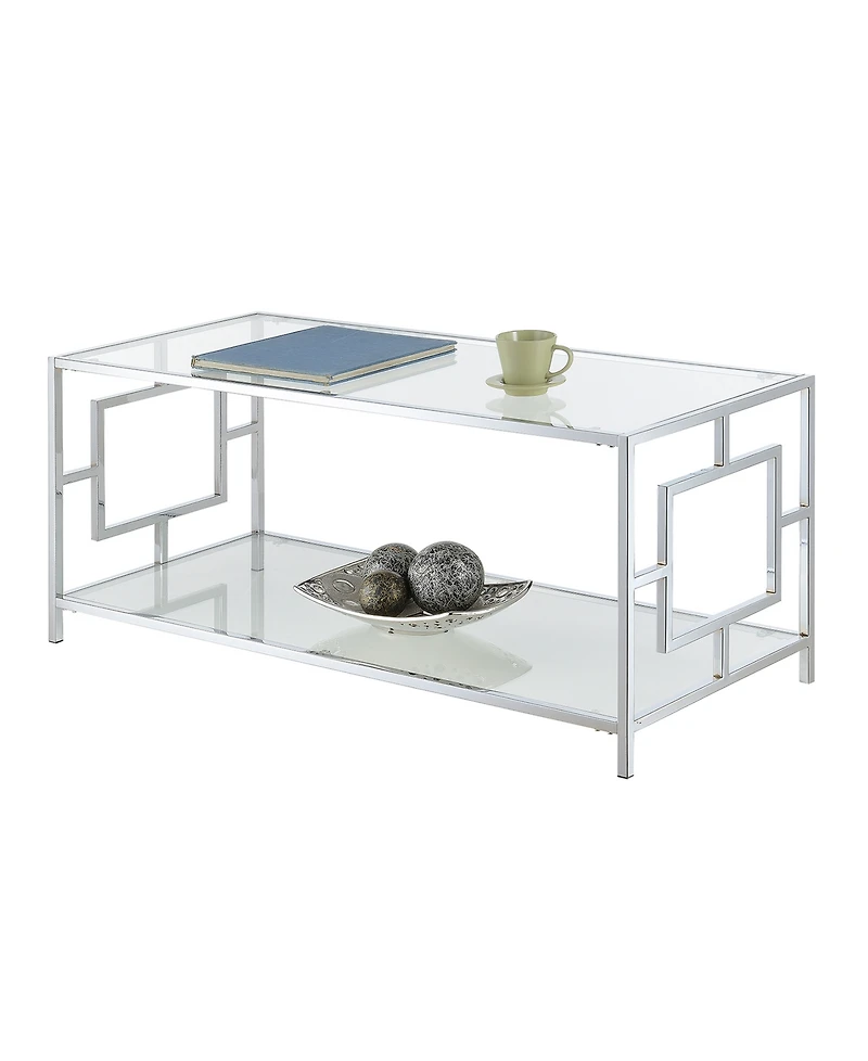Convenience Concepts 42" Chrome Town Square Coffee Table with Shelf