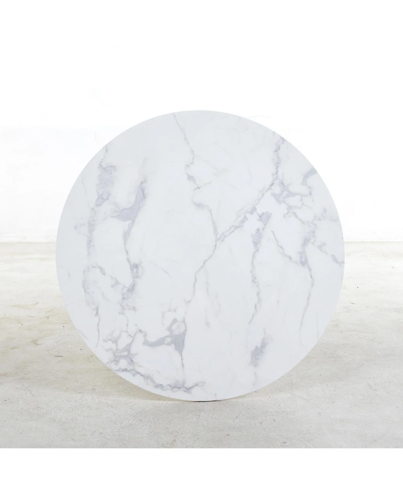 Streamdale Furniture 42.1" White Mid-century Dining Table with Round Mdf Top