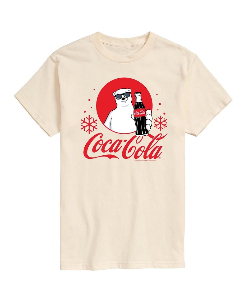 Airwaves Men's Coca-Cola Polar Bear Snowflakes Crewneck Graphic T-Shirt