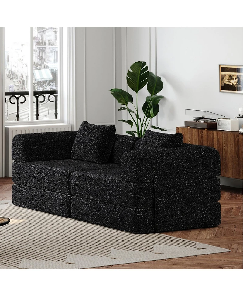 Streamdale Furniture 72.4" Convertible Sofa Bed with Storage Pockets and Cushions