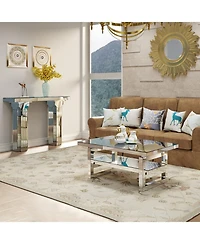 Streamdale Furniture Modern square luxury coffee table with tempered glass for living room.