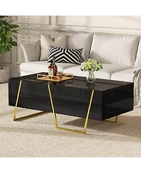 Streamdale Furniture Modern High Gloss Coffee Table with Storage &Base