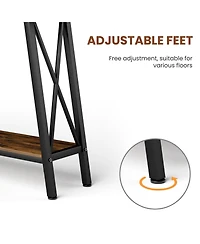 Streamdale 70.9" Extra Long Sofa Table with 2-Tier Storage Shelves, Rustic Brown/Black