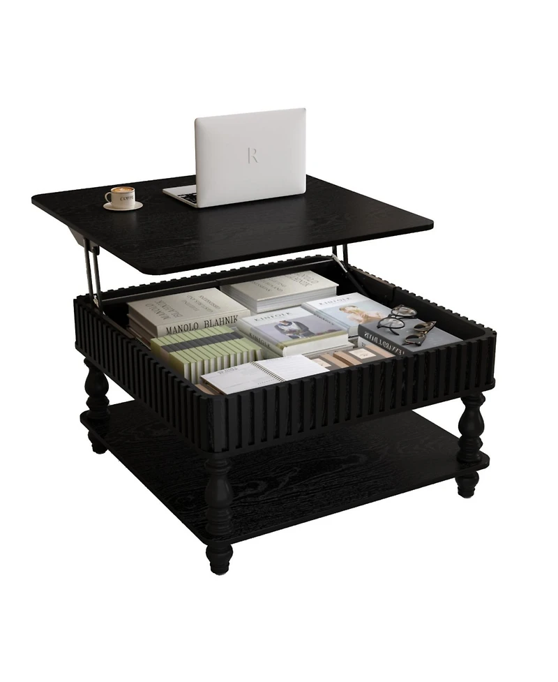 Streamdale Furniture Fluted Lift-Top Coffee Table with Storage