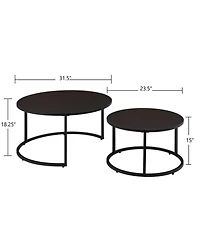 Streamdale Furniture Modern Faux Leather Nesting Coffee Table Set of 2