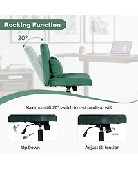 Streamdale Furniture Velvet Criss Cross Armless Office Chair with Wheels