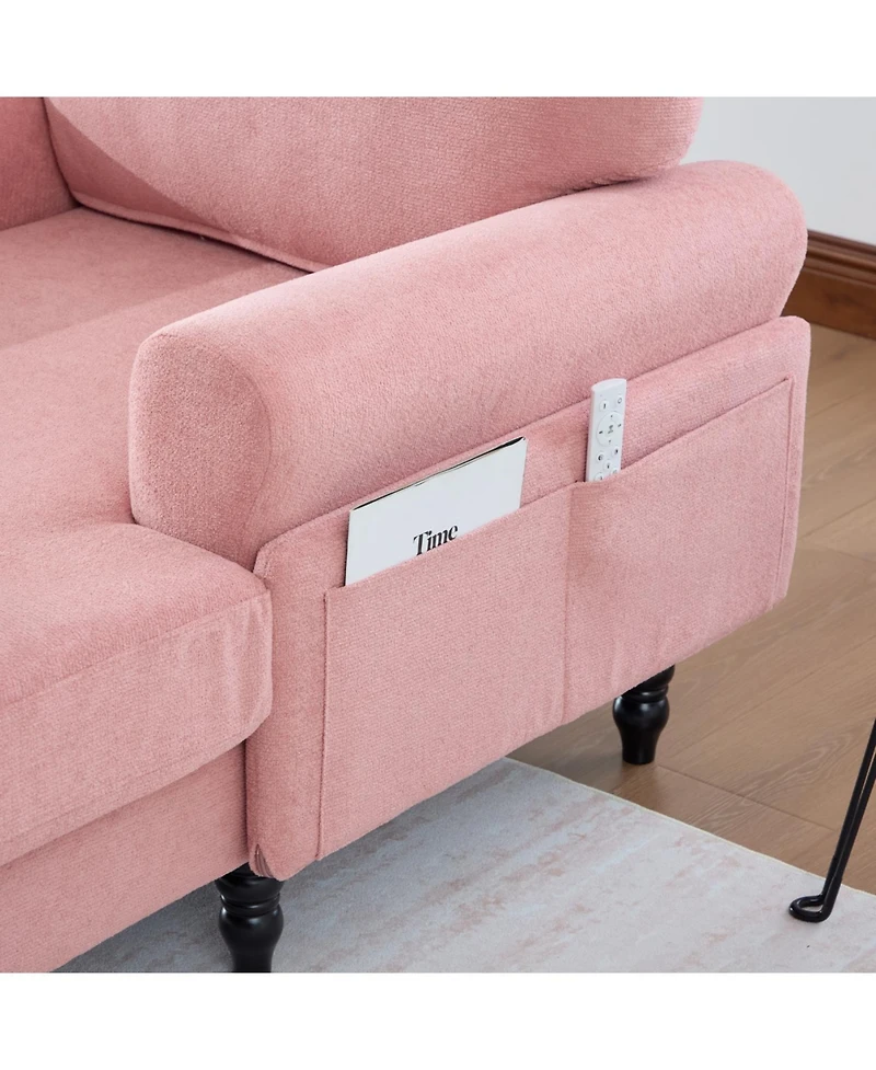 Streamdale Furniture Modern Minimalist Chenille Chaise Lounge Recliner Sofa with Armrests & Storage