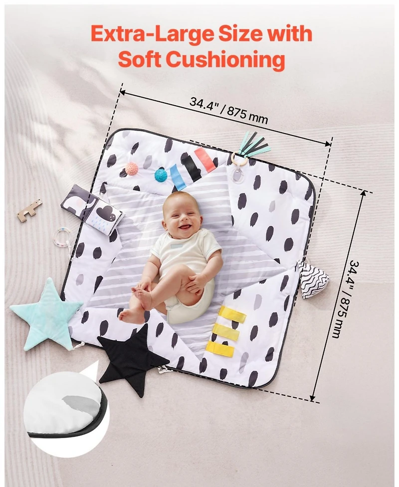 Slickblue Infant Play Gym Mat with 6 Toys for Tummy and Floor Time