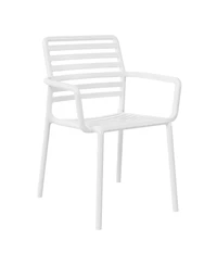 WestinTrends 5-Piece Indoor Outdoor Metal Patio Dining Table Set With Stackable Plastic Patio Arm Chairs