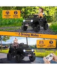 Sugift 12V Kids Ride on Truck Car with Parental Remote and Music Player-Black
