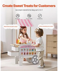 Mecale Kids Ice Cream Cart Pretend Play Toy Set with 20+ Pcs Accessories