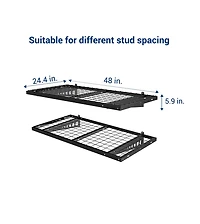 Fleximounts BR24B-e 24″ Deep × 48″ Wide Heavy-Duty Wall Shelf with Brackets (Black) 2-Pack