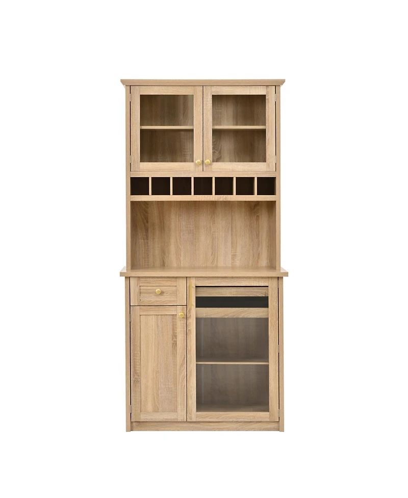 Streamdale Furniture Farmhouse Buffet with Hutch - Kitchen Pantry Storage Cabinet with Wine Rack