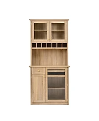 Streamdale Furniture Farmhouse Buffet with Hutch - Kitchen Pantry Storage Cabinet with Wine Rack