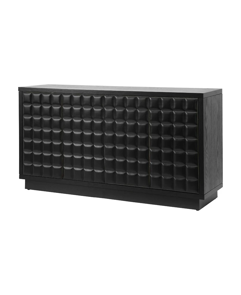 Streamdale Furniture Modern 4-Door Storage Cabinet with Geometric Doors & Metal Trim