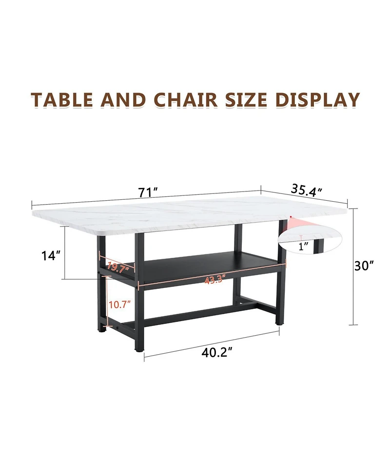 Streamdale Furniture 71" Dining Table with White Textured Mdf Top & Storage Platform