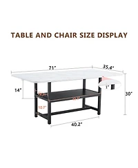 Streamdale Furniture 71" Dining Table with White Textured Mdf Top & Storage Platform