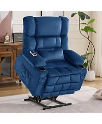 Streamdale Furniture Dual Motor Large Power Lift Recliner Chair with Heat & Cup Holders, Blue