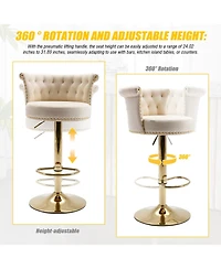 Streamdale Furniture Velvet 360 Rotating Bar Chair with Adjustable Height - Modern Kitchen Island Chair