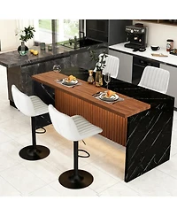 Streamdale Furniture Marble Look Kitchen Island with Led Lighting