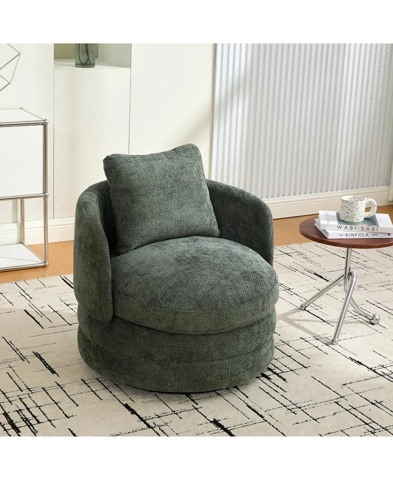 Streamdale Furniture 30"W Modern Round Swivel Barrel with Pillow