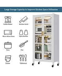 Streamdale Furniture 65" 6-Tier Metal Storage Cabinet with Transparent Door, White