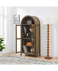 Streamdale Furniture Modern Retro Wooden Storage Cabinet with Adjustable Glass Partitions - Brown