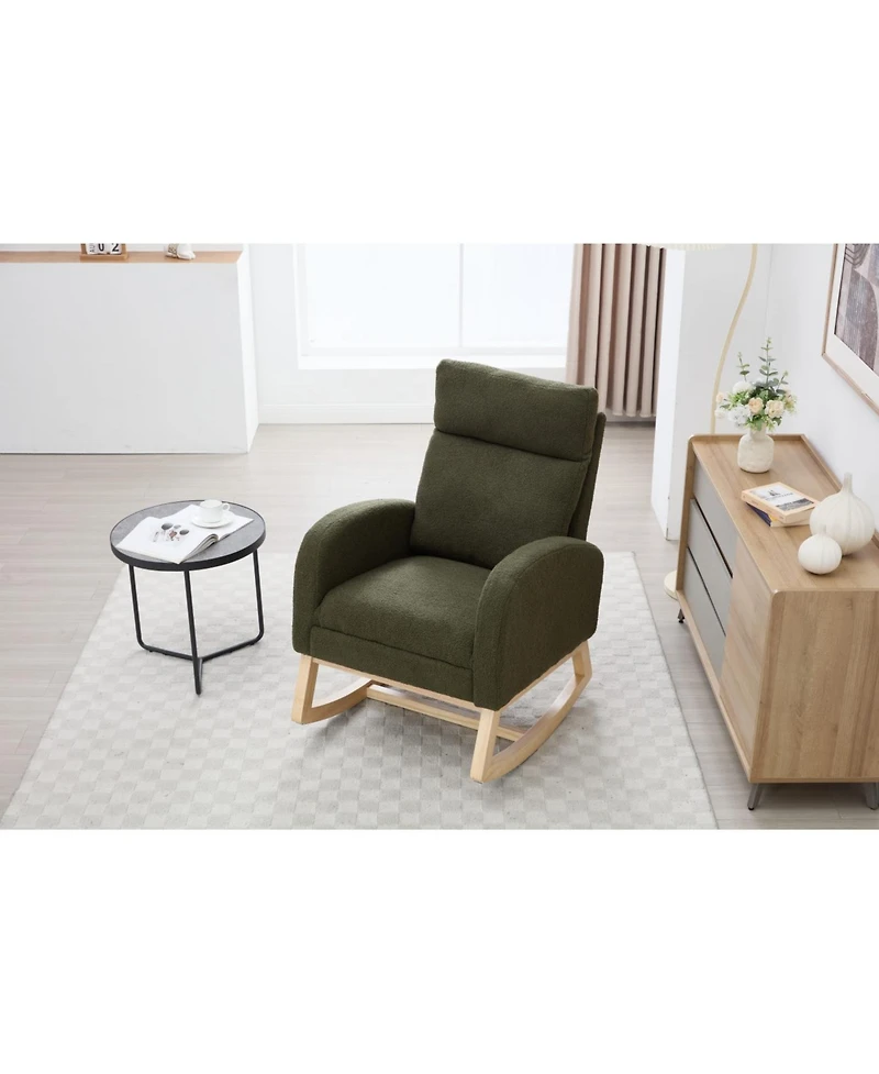 Streamdale Furniture Teddy Fabric Leisure Rocking Chair with Footstool