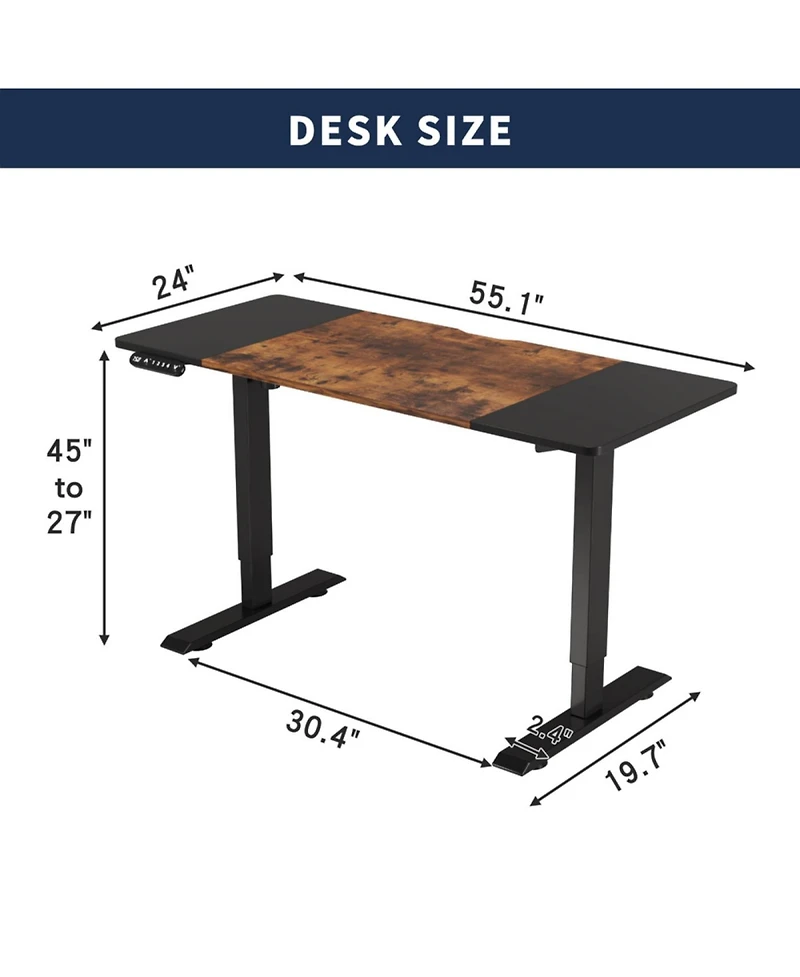 Streamdale Furniture Electric Standing Desk - Adjustable Height Computer/Gaming Table (55")