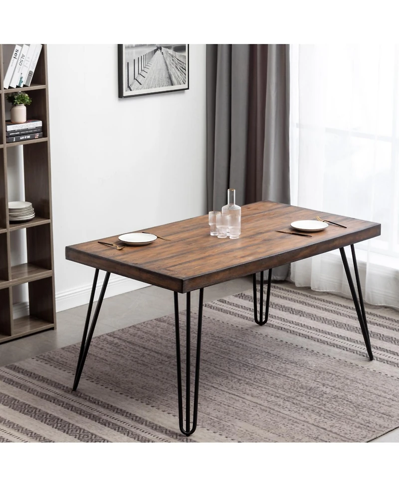 Streamdale Furniture 7-Piece Dining Set, Hairpin Dining Table with 6 Chairs, 3 Color Options