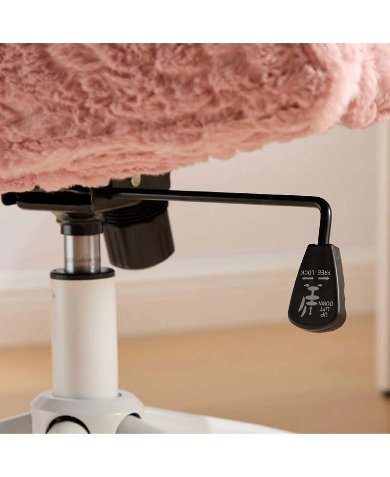Streamdale Furniture Pink Rabbit Hair Office Chair with Metal Base