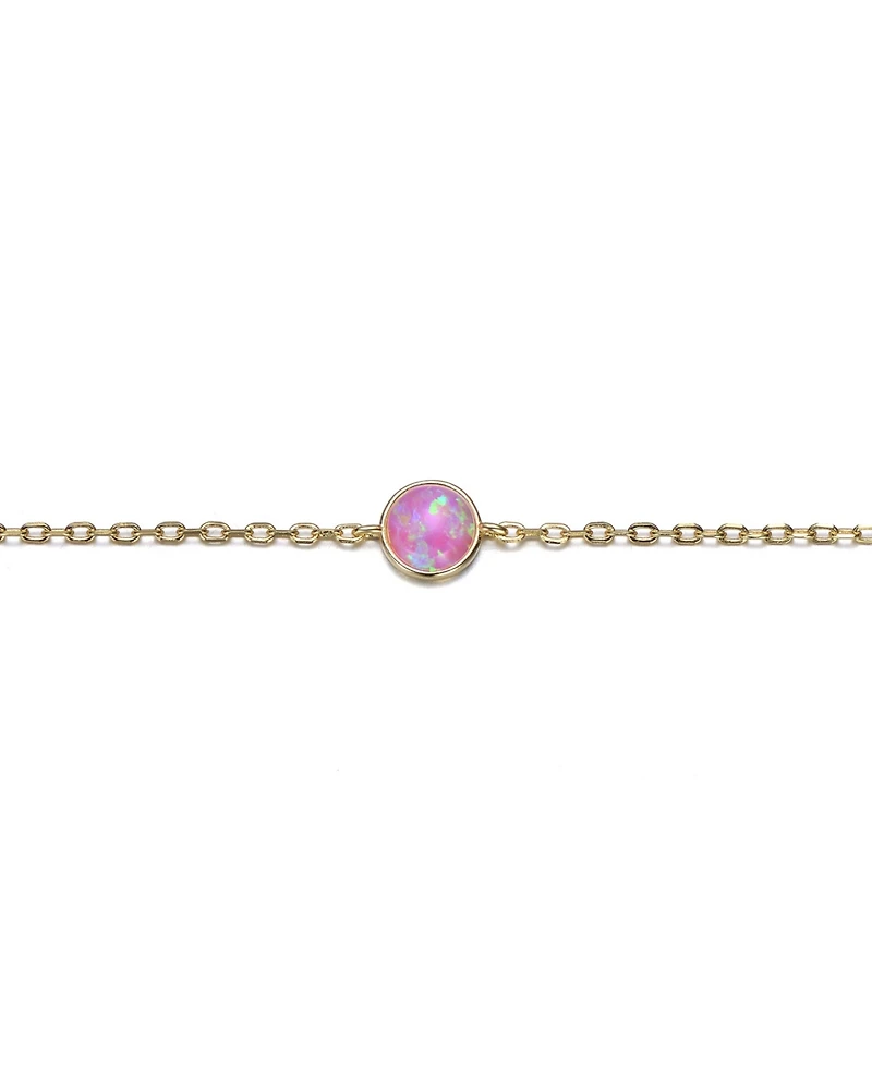 14K Gold Plated with Pink Cubic Zirconia Adjustable Bracelet