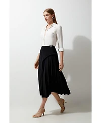 Karen Millen Women's Buckle Detail Pleated Midi Skirt