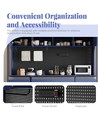 Streamdale 63" Buffet with Hutch, Coffee Bar, Drawers, Shelves, Outlet