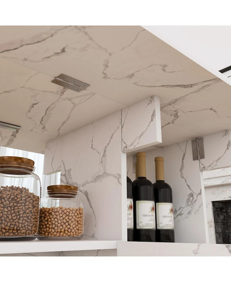 Streamdale Furniture Multi-Functional Folding Table with Storage Shelves and Wheels