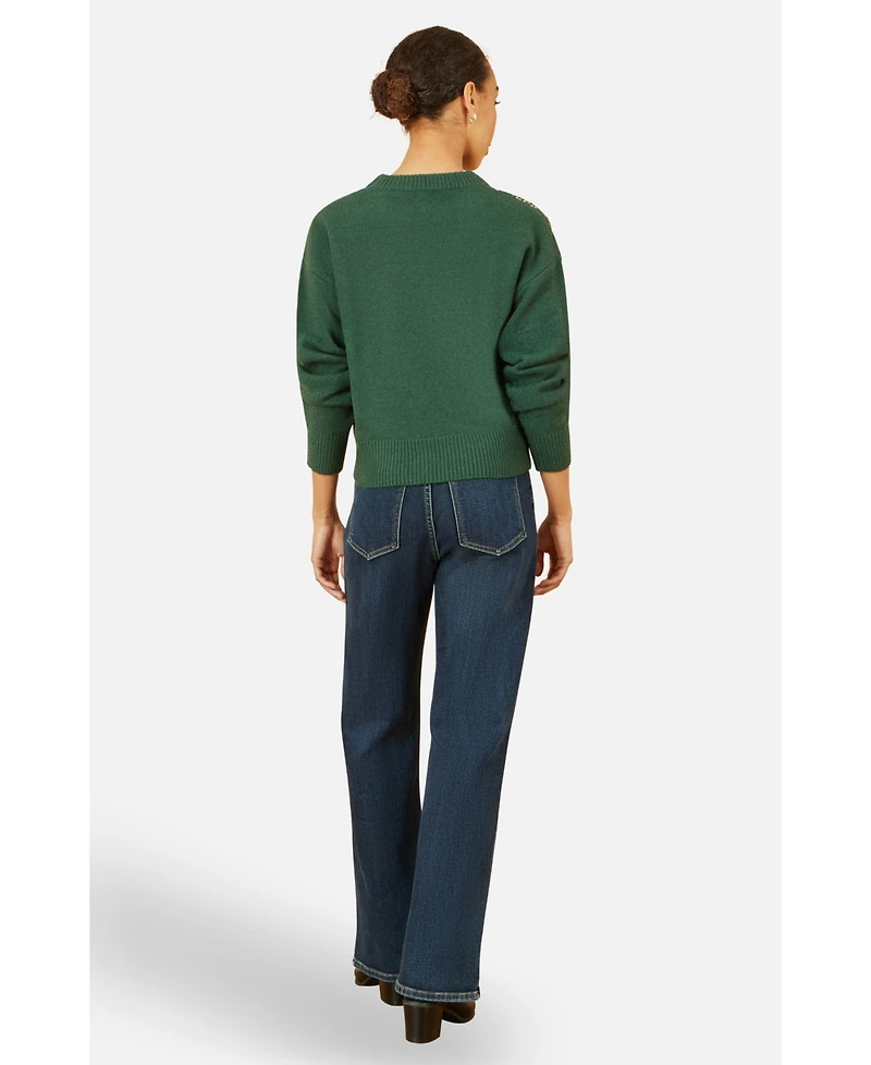 Yumi Women's Relaxed Knitted Sequin Sweater