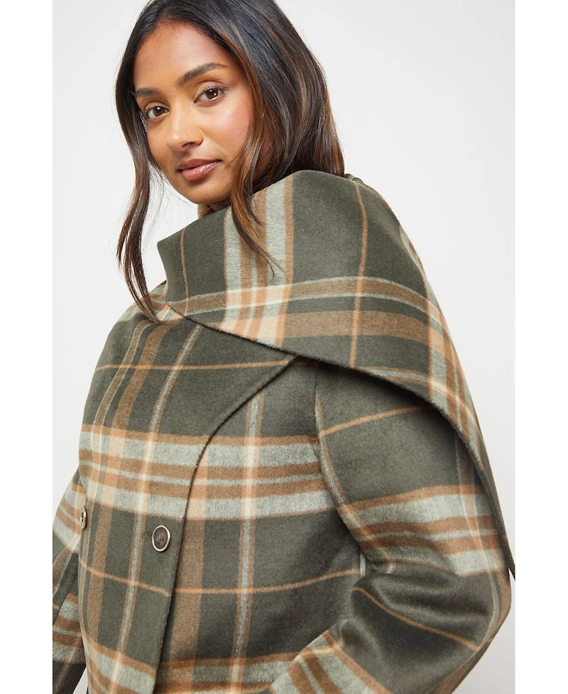 Oasis Women's Check Scarf Longline Jacket Coat
